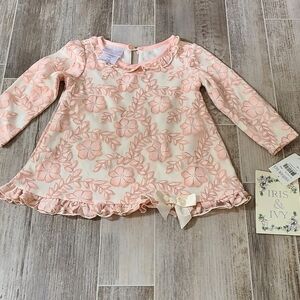 NWT Iris & Ivy 18M long sleeve floral print top pink glittery